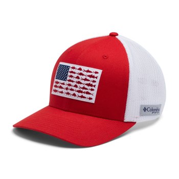 Columbia PFG Mesh Fish Flag Ball, Gorras Rojos Blancos Para Hombre | 976801-EVM